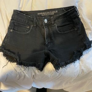 AE black denim shorts